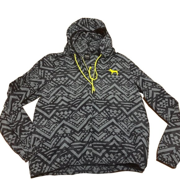 PINK Victoria's Secret Jackets & Blazers - Victorias Secret PINK Anorak Jacket Aztec Hoodie Drawstring Dog Half Zip Size XS